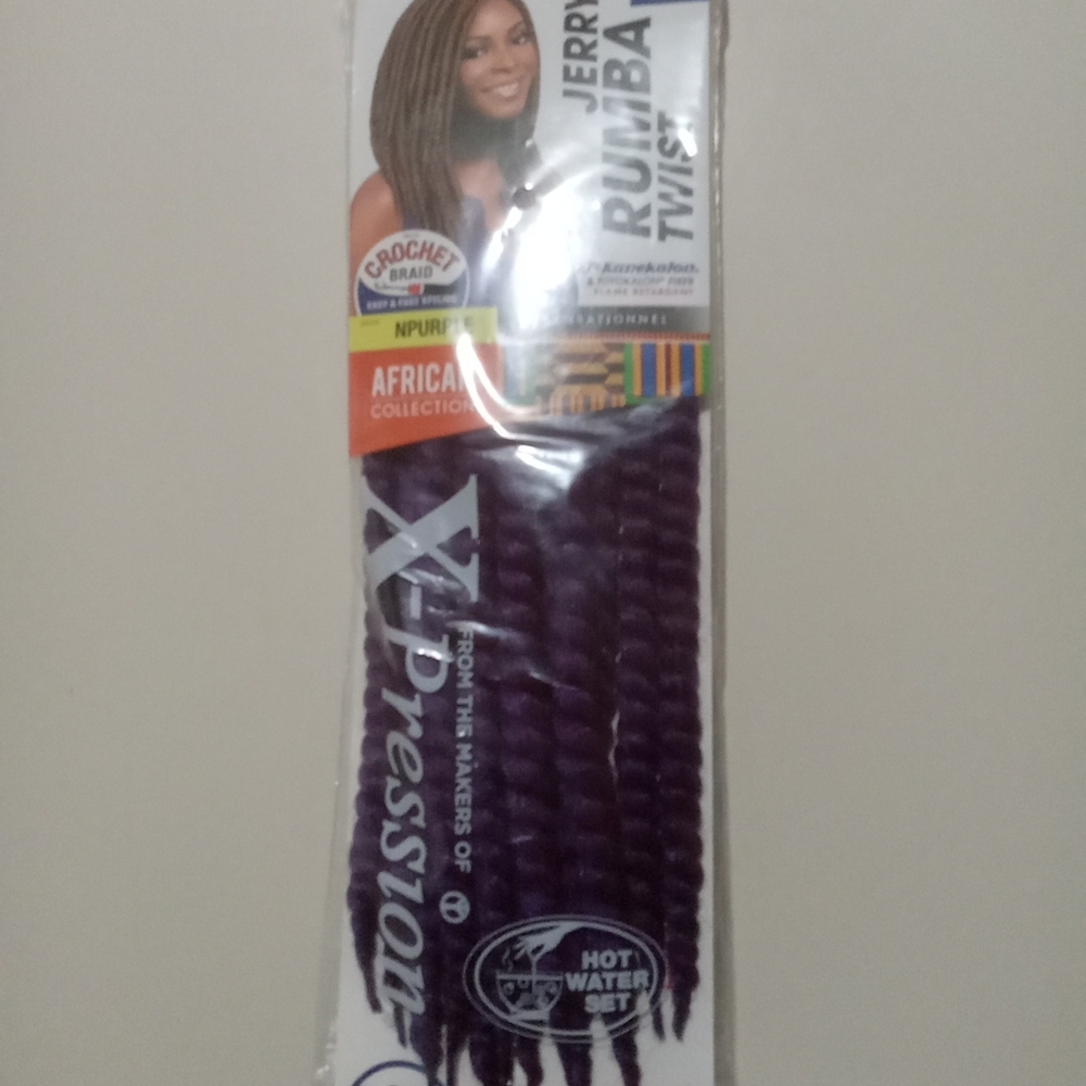 Purple Jerry Rumba Twist Hair Extensions 12in 3 Packs